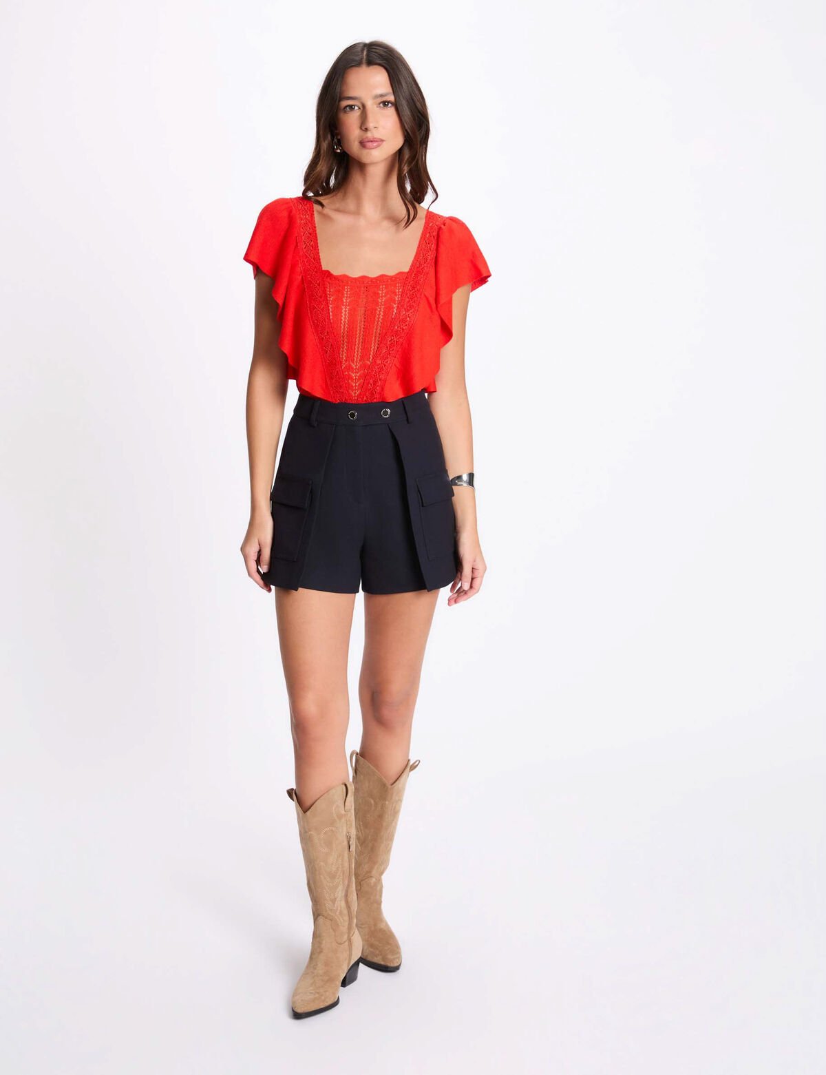 pull-manches-courtes-dentelle-orange-femme-vue5-32536300988101022